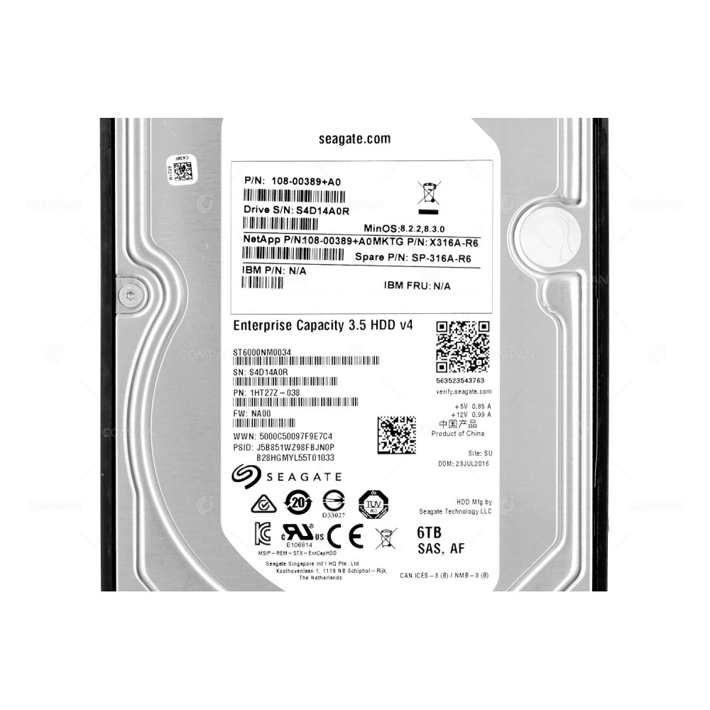 X316A-R6 NETAPP HDD 6TB 7.2K NL-SAS 12G 3.5" LFF DS4246 FAS22XX FAS25XX